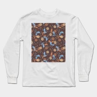 Spring Dandelion Pattern in Brown Color Palatte Version Long Sleeve T-Shirt